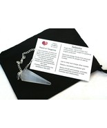 Selenite Faceted Pendulum with Black Drawstring Pouch and Information Ca... - $12.61