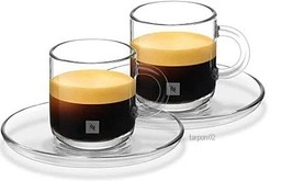 Nespresso View Cappuccino Cup (Set of 2) Glass + Stainless Steel NIB - £31.17 GBP