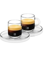 Nespresso View Cappuccino Cup (Set of 2) Glass + Stainless Steel NIB - £31.08 GBP