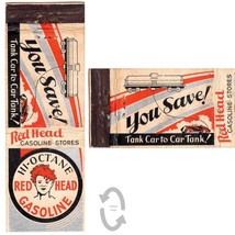 Vintage Matchbook Cover Red Head Gas Station list Hi Octane 1930s OH PA WV train - £17.17 GBP