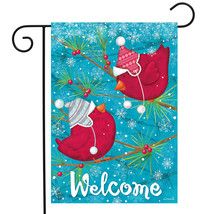 Portly Winter Birds Garden Flag Welcome Primitive 12.5&quot; X 18&quot; - £15.71 GBP