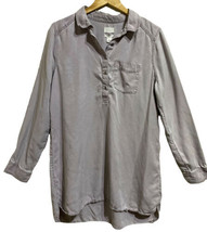 Caslon Woman’s Tunic Button Front Blouse Long Sleeve Sz L  Purple Gray - $17.57