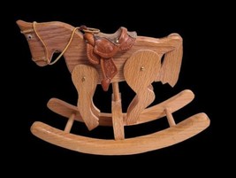 Hand Crafted Wooden Rocking Horse w/Leather Saddle by Tommy Brisco 11&quot; H... - £27.10 GBP