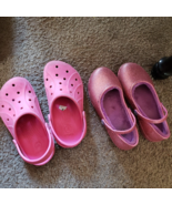 NICE LOT of 2 Crocs Girls Shoes Sandals Winter Pink Glitter lined sz- J3... - $36.36 CAD