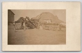 RPPC Farming Scene Wheat Threshing Machine Tractor Family In Wagon Postcard S21 - $17.95