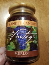 YANKEE CANDLE merlot Jar Candle Net Wt 22oz Discontinued &amp; Rare wine - £71.58 GBP