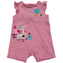 Jumping Beans Baby Girl Pink Floral Cow StrawBerry Farm Romper 0-3 Cotto... - $12.87