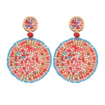 MANILAI Bohemian Round Resin Beads Dangle Earrings Handmade Charm Statement Big  - £7.88 GBP