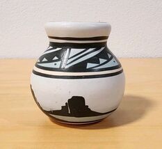 Vtg Native American Navajo Naatsilid Rainbow Hand Painted Pottery Pot Va... - $15.83