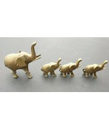 Lot Of 4 Small Brass Elephant Figurines Pair With Trunk Up  - £14.93 GBP