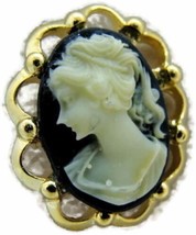 Cameo Stick Pin Oval Gold Tone NOS Black Blue Red Left or Right Facing Vintage - £7.80 GBP