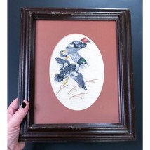 Vintage Finished Mallard Ducks Cross Stitch Art Framed Matted Completed ... - $17.82