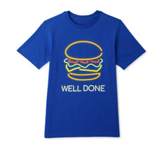 Wonder Nation Hamburger Well Done Blue Graphic Tee Shirt Boys Size M 8 - $12.00