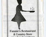Fannie&#39;s Restaurant &amp; Country Store Menu Platte City Missouri  - £14.20 GBP