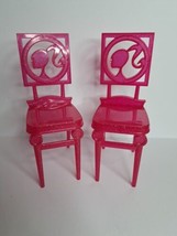 MATTEL Barbie Hot Pink Glitter Dinner To Dessert Kitchen Chair Pair - $14.46