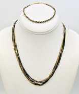 Vintage Black Gold Tone Multi Chain Necklace and Braided Bracelet - $51.61 CAD
