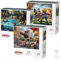 Boardwalk Jigsaw Puzzles Sports 3-Pack Bike Race Fall Football Fly Fishing - $69.99