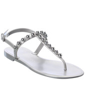 Stuart Weitzman Goldie Silver Stud Jelly T-strap Sandals Women’s Size 8 New - $49.45