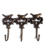 Solid Brass Clothes Hook set 10.8&quot; Vintage Pants Hanger Love Bird Motif  - $143.60 CAD