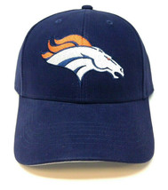 Nfl Denver Broncos Navy Blue 3D Embroidered Logo Curved Bill Adjustable Hat Cap - £9.60 GBP
