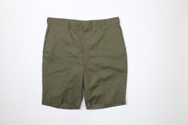 Vintage 50s Streetwear Mens 36 Flat Front Cotton Twill Chino Shorts Green USA - £54.47 GBP