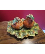SPODE HARVEST PATTERN PUMPKIN SALT/PEPPER ON TRAY NIB ORIG ^^ - $145.27 CAD