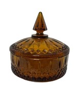 Indiana Glass Amber Candy Dish and Lid Princess Pattern Vintage Gold Ora... - $51.31 CAD