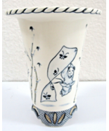 Japanese Reticulated Bamboo White and Blue Porcelain Signed Orchid Pot 4... - $2,707.24 MXN