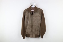 Vtg 70s Streetwear Mens Large Faded Suede Leather Knit Sweater Jacket Sw... - $108.85