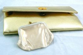 Vintage Set Kolmer-Olin Gold Metallic Purse Bag Mirror Bag by Prestige Coinpurse - £18.64 GBP