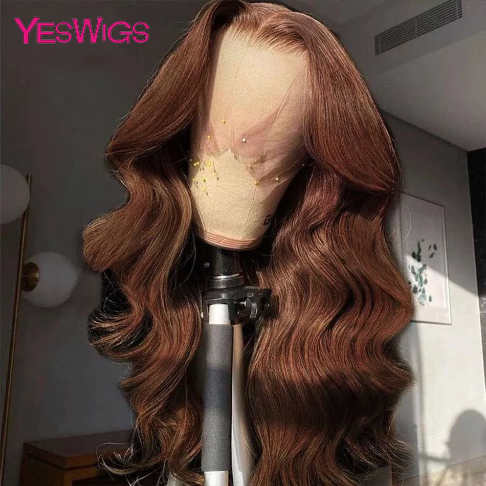 30 Inch Chocolate Brown Body Wave Lace Front Wig 13x4 13x6 HD Lace Frontal W - £63.97 GBP+