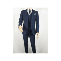 Men Suit BERLUSCONI Turkey 100% Italian Wool Super 180's 3pc Vested #Ber20 Navy image 5