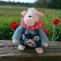 Gund Pig Plush Hoggins Jr Pink Stuffed Animal Denim Overalls Down On The Farm - £14.02 GBP