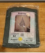 Vintage Bombay Pair Of Drapes Cotton Jade Green Flocked Thermal Backed 4... - $723.34 MXN