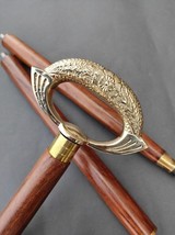 Antique Victorian Style Brass Head Handle Vintage Walking Stick Wooden Cane Gift - £45.64 GBP