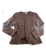 Marisa Christina 100% Wool Sweater Womens Large Brown Zip Long Sleeve Mi... - $32.45