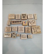 Lot of 20 Wood Backed Rubber Stamps Designs Patterns Quotes Baby Stampin... - £14.69 GBP