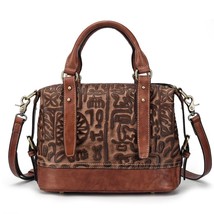 Handmade Embossing Genuine Leather Vintage Women Handbags 2022 New Leisure Cowhi - £113.06 GBP