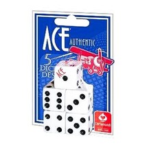 ACE Authentic CUBE DICE 5 White &amp; Black 1/2&quot; square Regulation Roll Cartamundi - £15.21 GBP