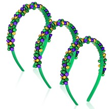 3 Pcs Mardi Gras Headband Embellished Hairbands Green Purple and Gold Headband H - £16.09 GBP