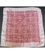 Vtg square ladies scarf with two tone pink stamped flower pattern design - $9.99