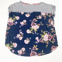 Mason &amp; Belle Women&#39;s Floral Cuffed Short Sleeve Top Dark Navy Size Medium - $172.28 MXN
