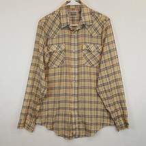 Vtg Levis Western Pearl Gripper Snap Plaid Shirt Tab Sz M Medium Long Cowboy - £18.64 GBP