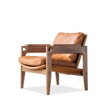 Retro Leather Chair Minimalist Armchair Industrial Nordic Lounge Accent Chair - £1,147.47 GBP