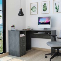 41" Gray L Shape Computer Desk With Two Drawers - $8,550.00 MXN