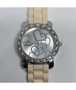 Avenue Silver Tone Heart Dial St. Steel Off White Silicon Band Women’s W... - $21.99 CAD