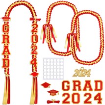 Graduation Ribbon Leis Set Class of 2024 Handmade Double Braided Necklace Adjust - £26.39 GBP
