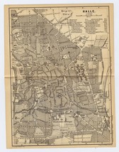 1890 Original Antique Map Of Halle / Verso Dessau Germany - £16.94 GBP