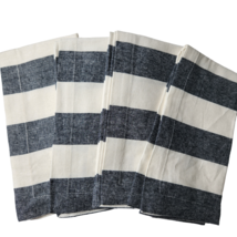 Pottery Barn Wheaton Wide Stripe Napkins Linen Cotton Sailcloth Blue 20&quot;... - $47.53
