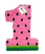 20&quot; Tall Number One Pinata Watermelon Theme Pink Color Tropical Birthday... - $39.99